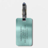 Platinum Glitzer Blasstürkis Extravagant Monogramm Gepäckanhänger (Rückseite vertikal)