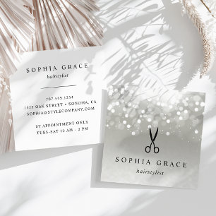 Platinum Glow Hairstylist Quadratische Visitenkarte