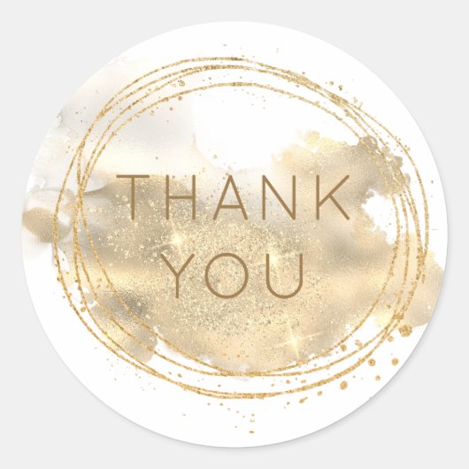 Platinum Gold Glitzer Schmuck Designer Vielen Dank Runder Aufkleber (Vorderseite)