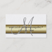 Platinum Gold Monogram Printed Business Card Visitenkarte (Rückseite)