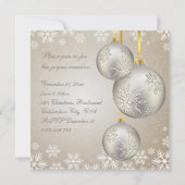 Platinum Gold Weihnachtsbälle Party Einladung (Rückseite)