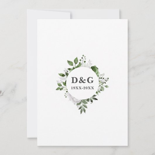 Platinum Greenery 70. Hochzeitstag Einladung (Rückseite)