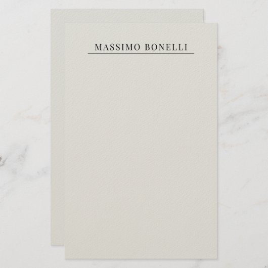Platinum Grey Minimalist Plain Modern Own Name Briefpapier (Vorne/Hinten)