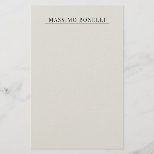Platinum Grey Minimalist Plain Modern Own Name Briefpapier (Vorderseite)