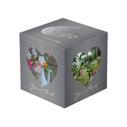 Platinum Heart Frames 4 Fotos Würfel (Rückseite Schrägansicht)