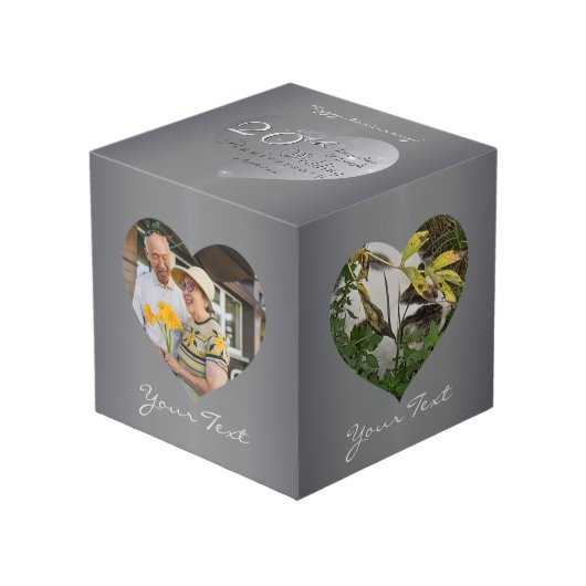 Platinum Heart Frames 4 Fotos Würfel (Vorderseite Schrägansicht)