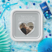 Platinum Herzquadrat des 70. Jubiläums Foto Pappteller (Party)