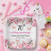 Platinum Hochzeitstil-Rose zum 70. Mal Pappteller (Party)