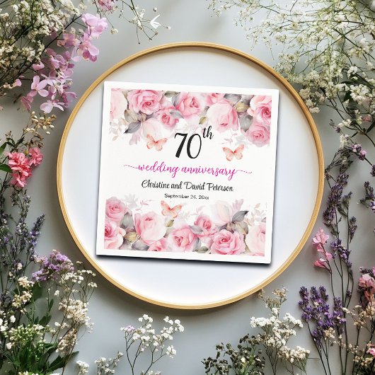 Platinum Hochzeitstil-Rose zum 70. Mal Serviette