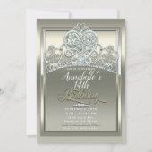 Platinum Ivory Princess Heart Tiara Birthday Foto Einladung (Vorderseite)
