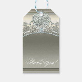 Platinum Ivory Princess Heart Tiara Geburtstagspar Geschenkanhänger