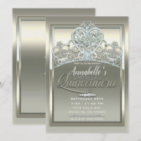 Platinum Ivory Princess Heart Tiara Quinceañera