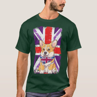Platinum Jubilee 2022 Corgi Puppy & Union Jack for T-Shirt
