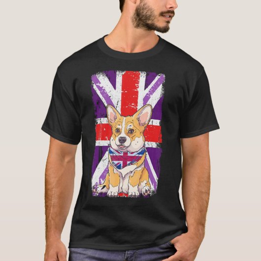 Platinum Jubilee 2022 Corgi Puppy & Union Jack for T-Shirt (Vorderseite)