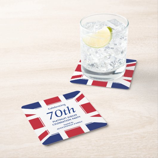 Platinum Jubilee UNION JACK Rechteckiger Pappuntersetzer (Vor Ort)