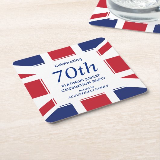 Platinum Jubilee UNION JACK Rechteckiger Pappuntersetzer (angewinkelt)