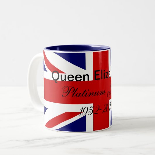 Platinum Jubilee. Zweifarbige Tasse (Vorderseite Links)