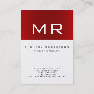 Platinum Monogram Red Stripe Clean Business Card Visitenkarte