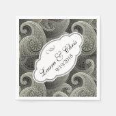 Platinum Paisley Elegant Wedding Personalisiert Serviette (Vorderseite)