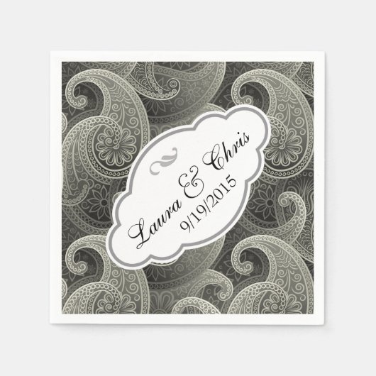 Platinum Paisley Elegant Wedding Personalisiert Serviette (Vorderseite)