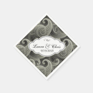 Platinum Paisley Elegant Wedding Personalisiert Serviette