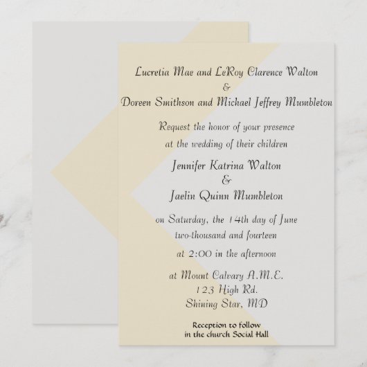 Platinum & Pearl Wedding Einladung mit Eltern (Vorne/Hinten)