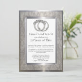 Platinum Rings 20. Hochzeitstag Einladung (Stehend Vorderseite)