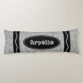 Platinum Silver Glitzer Crayon Body Pillow + Name Seitenschläferkissen (Rückseite)
