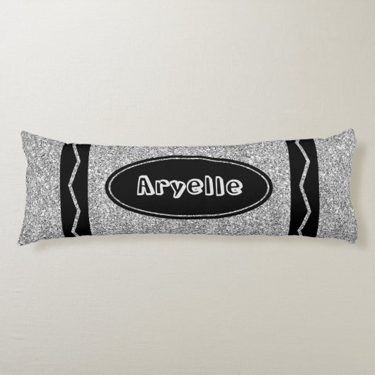 Platinum Silver Glitzer Crayon Body Pillow + Name Seitenschläferkissen (Vorderseite)