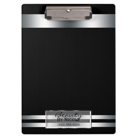 Platinum Silver Shine Elegante Glam Personalisiert Klemmbrett (Vorderseite)