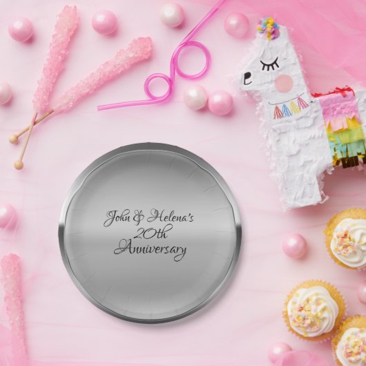 Platinum Silver Shine Personalisiertes Custom Part Pappteller (Party)