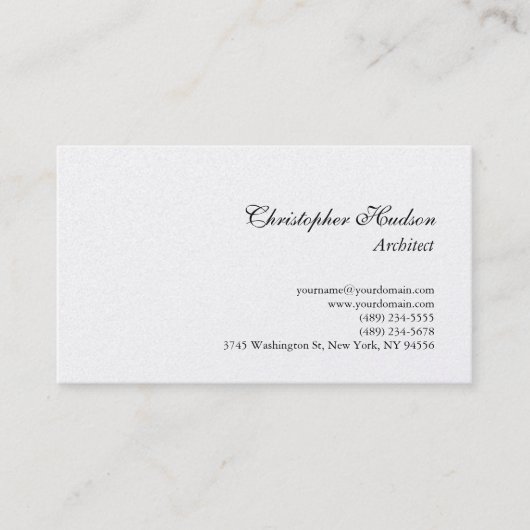 Platinum Simple Schlicht Architect Business Card Visitenkarte (Vorderseite)