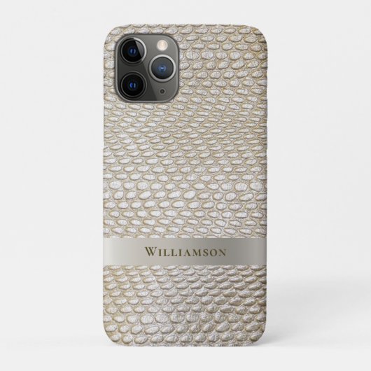 Platinum Snakeskin Digital Leather Titanium Metal Case-Mate iPhone Hülle (Rückseite)