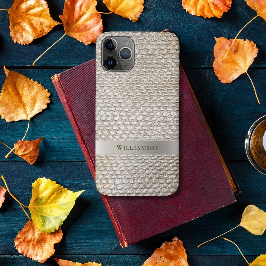 Platinum Snakeskin Digital Leather Titanium Metal Case-Mate iPhone Hülle