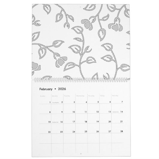 Platinum, Snow Drift, Star Dust dekoratives Design Kalender (Feb 2026)