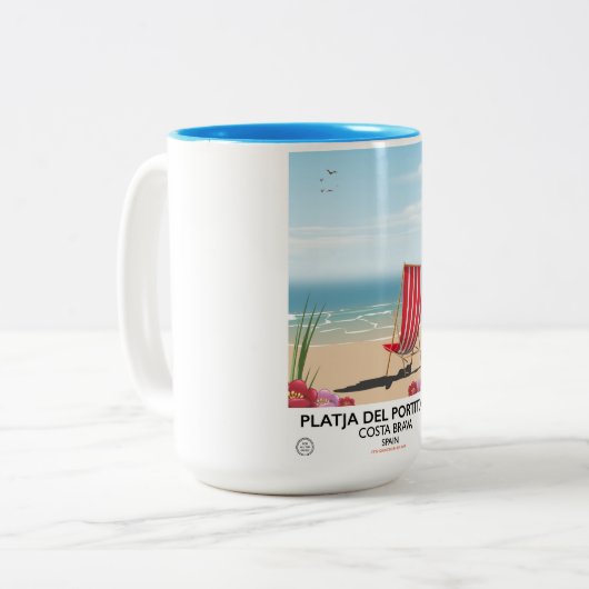 Platja del Portitxol, Costa Brava, Spanien Zweifarbige Tasse (Vorderseite Links)