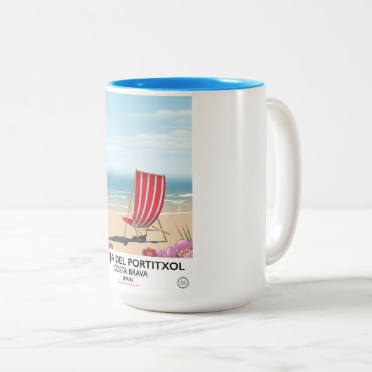 Platja del Portitxol, Costa Brava, Spanien Zweifarbige Tasse (VorderseiteRechts)
