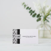 Platnium Damast-Monogramm-Innenarchitektur Visitenkarte (Stehend Vorderseite)
