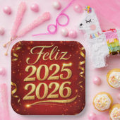 Plato de Papel con Diseño “Feliz 2025–2026” | Deco Pappteller (Party)