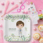 Plato de papel cuadrado HUGO Primera Comunión Pappteller (Party)