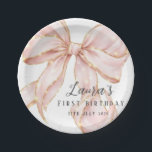 Plato de papel pappteller<br><div class="desc">Paper Plates Pink Bow Girl First Birthday Party Thank your guests in the sweetest way with this elegant Paper Plates Pink Bow Girl First Birthday Party. Featuring a delicate pink bow design and soft blush tones, it perfectly matches a pink bow themed first birthday party for girls. Easily personalize the...</div>