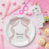 Plato de papel Pink Bow Girls Birthday Pappteller (Party)