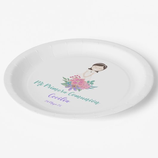 Plato de papel Primera Comunión CECILIA Pappteller (Schrägansicht)