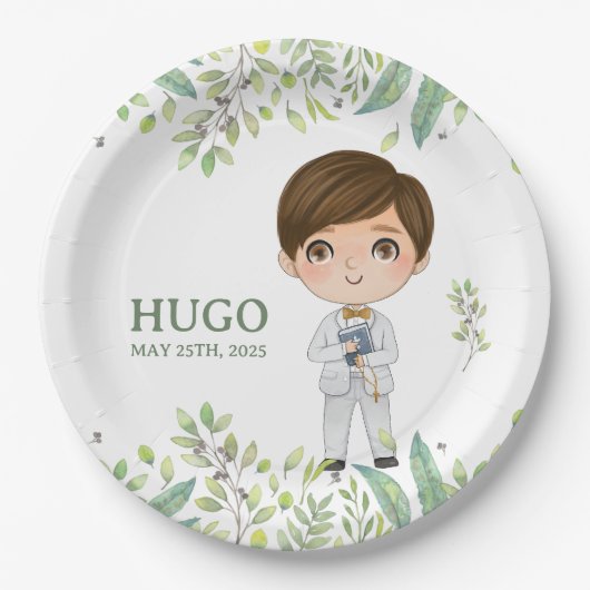 Plato de papel redondo HUGO Primera Comunión Pappteller (Vorderseite)