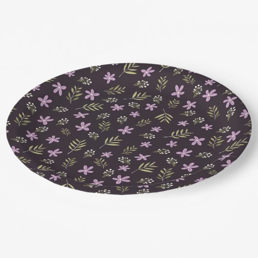 Plato de papel Violetas y flores silvestres Pappteller (Schrägansicht)