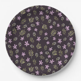 Plato de papel Violetas y flores silvestres Pappteller