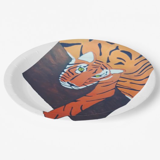 Plato de plástico con diseño Tigre Pappteller (Schrägansicht)