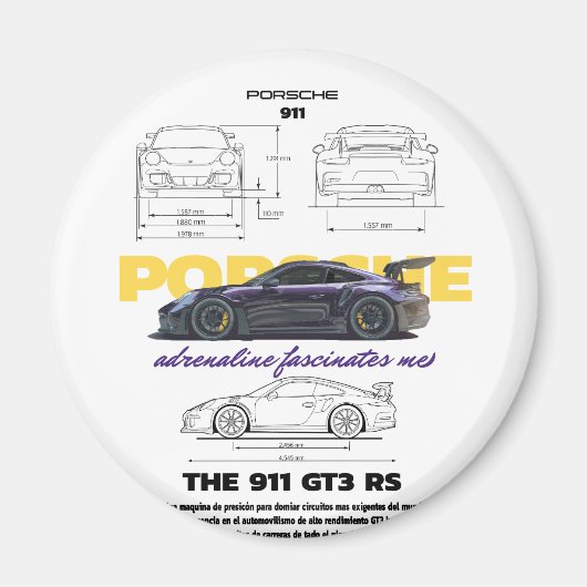 Plato porsche 911 GT3 RS Magnet (Vorne)