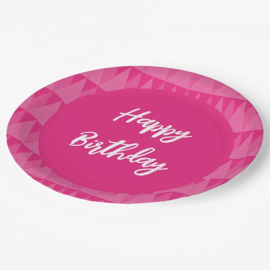 Plato rosa texto editable pappteller (Schrägansicht)