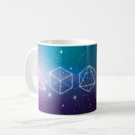 Platonische Feststoffe 3D-Symbol Universum Kaffeetasse (Vorderseite Links)